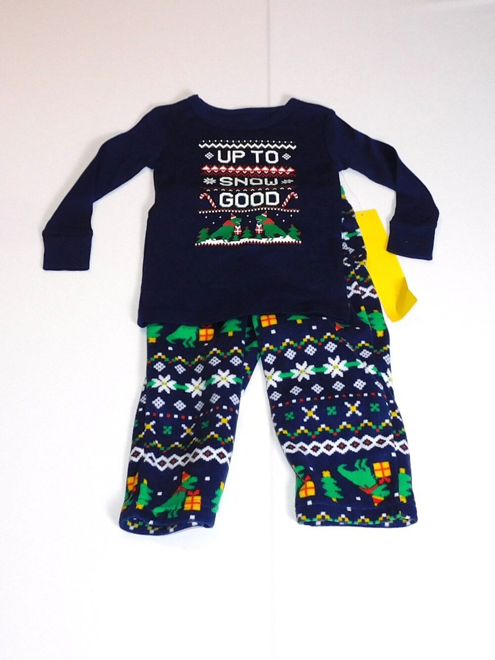 Baby Toddler Winter Pajamas 2pce Dinosaurs Snow Good Christmas Unisex Fleece NEW